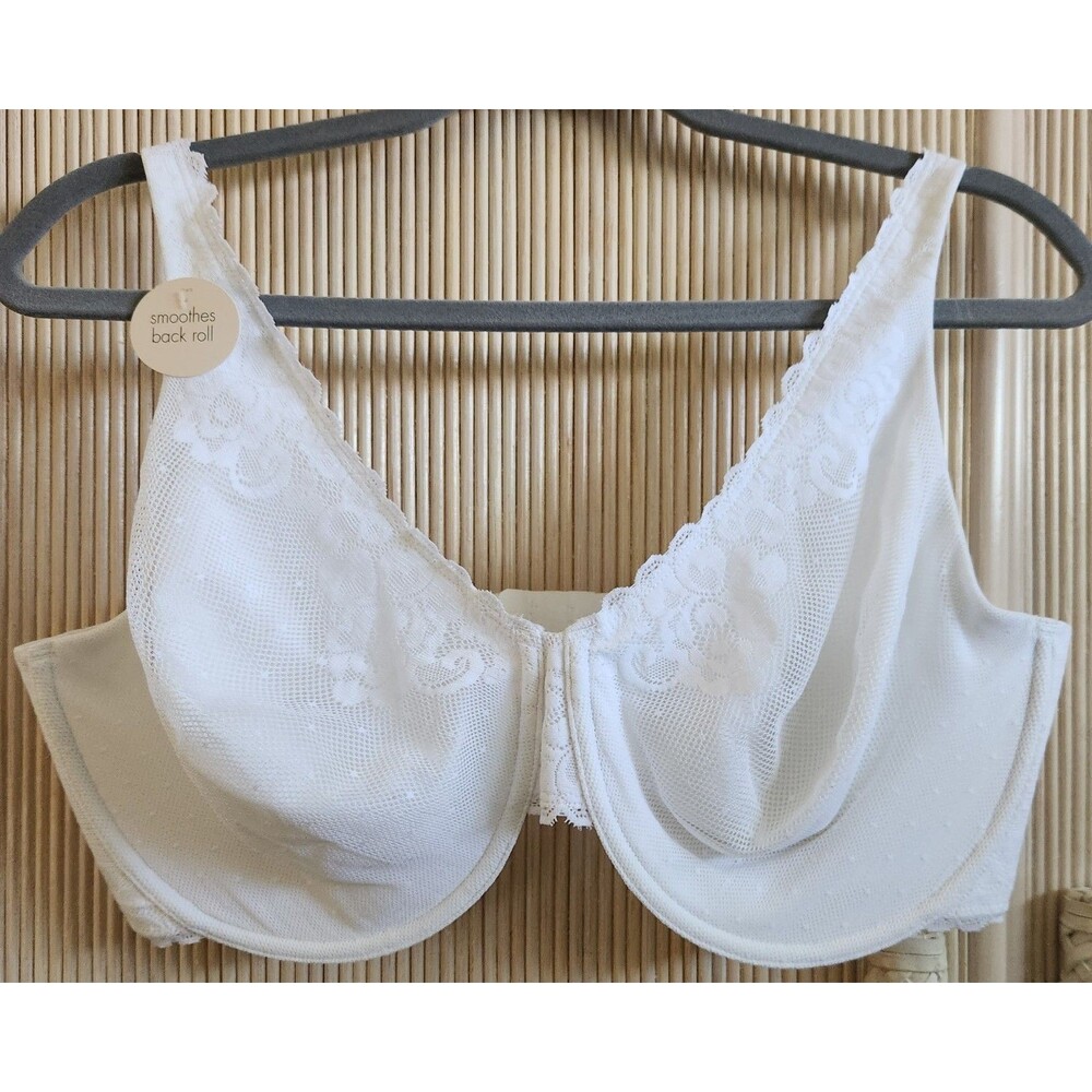 Lilyette Fit For You Bra Size 40DD Full Coverage Underwire Floral Lace Smoothing